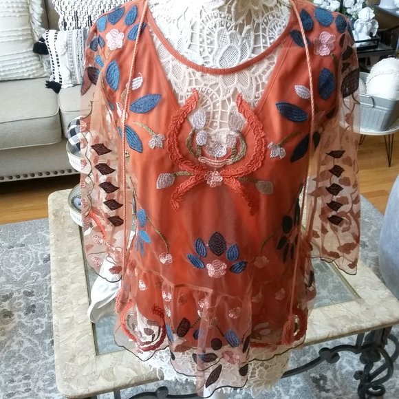 Adiva Tops Exquisite Sheer Embroidered Blouse By Adiva Poshmark